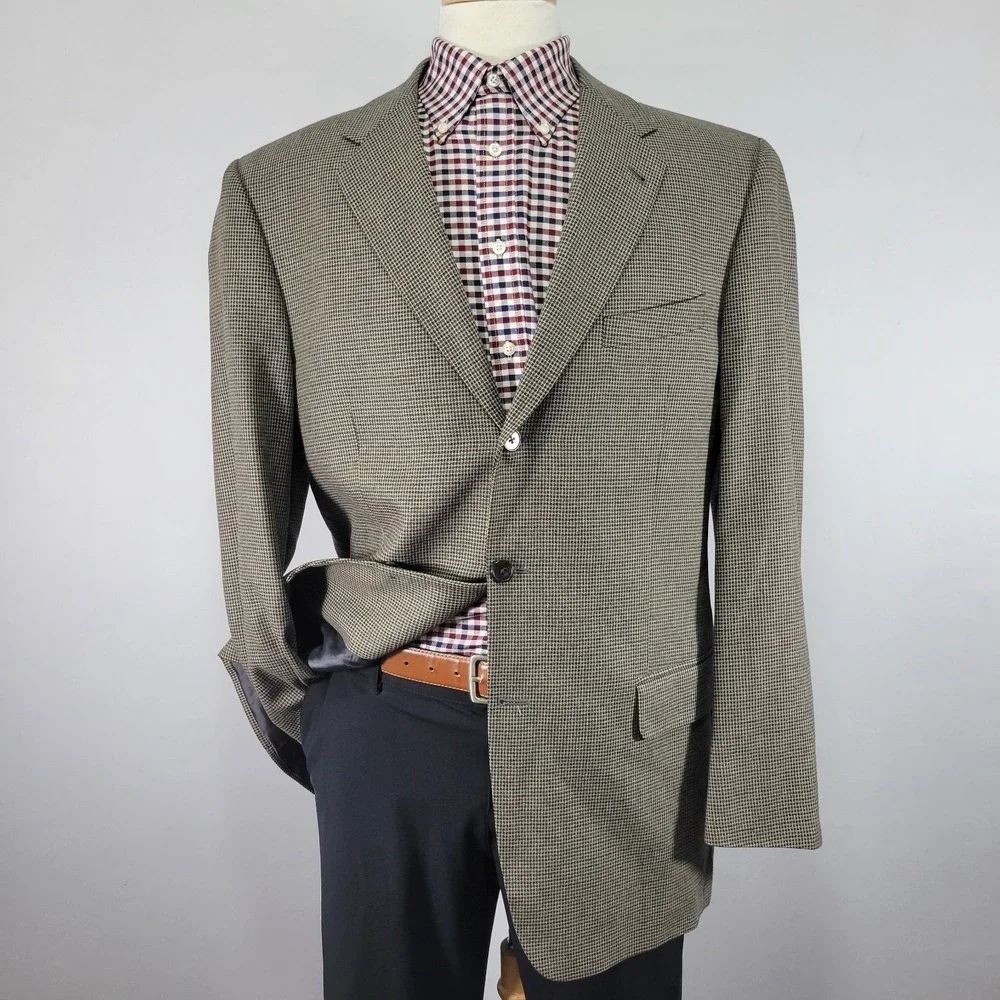 Joseph Abboud‎ Men's Sport Coat Blazer Three Button Beige Silk Wool Size 42L